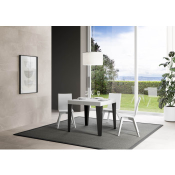 Table Flame Premium pieds anthracite D.90 - Table extensible 90/246x90 cm Flame Premium frêne blanc pieds anthracite