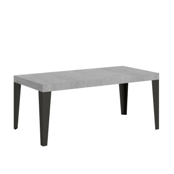 Table Flame Premium pieds anthracite D.90 - Table extensible 90/246x90 cm Flame Premium frêne blanc pieds anthracite