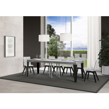 Table Flame Premium pieds anthracite D.90 - Table extensible 90/246x90 cm Flame Premium frêne blanc pieds anthracite