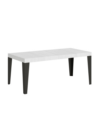 Table Flame Premium pieds anthracite D.90 - Table extensible 90/246x90 cm Flame Premium frêne blanc pieds anthracite