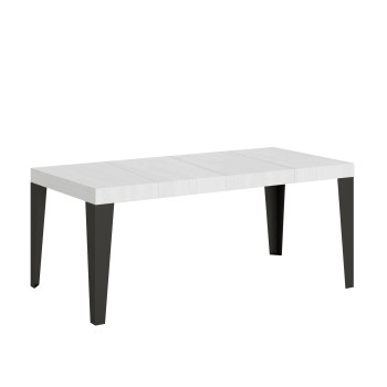 Table Flame Premium pieds anthracite D.90 - Table extensible 90/246x90 cm Flame Premium frêne blanc pieds anthracite