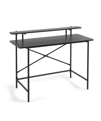 Table Galatia en mélaminé noir avec pieds en métal peint en noir 120 x 60 cm
