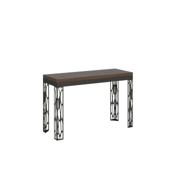 Table double pliante Ghibli en chêne naturel avec cadre anthracite - 120/200 x 45/90 cm