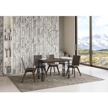 Table double pliante Ghibli en chêne naturel avec cadre anthracite - 120/200 x 45/90 cm