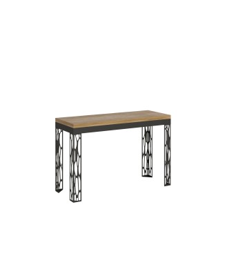 Table double pliante Ghibli en chêne naturel avec cadre anthracite (120 x 45/90 cm)