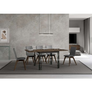 Table pliante Ghibli Libra en chêne naturel avec cadre anthracite - 90x90/180 cm