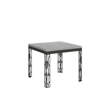 Table pliante Ghibli Libra en chêne naturel avec cadre anthracite - 90x90/180 cm