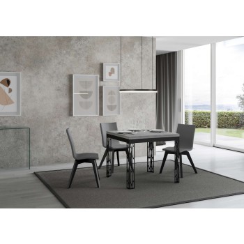 Table pliante Ghibli Libra en chêne naturel avec cadre anthracite - 90x90/180 cm