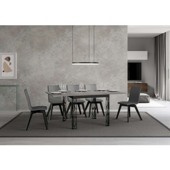 Table pliante Ghibli Libra en chêne naturel avec cadre anthracite - 90x90/180 cm