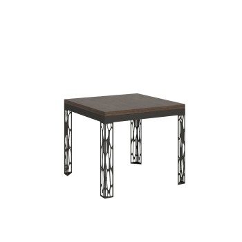 Table pliante Ghibli Libra en chêne naturel avec cadre anthracite - 90x90/180 cm