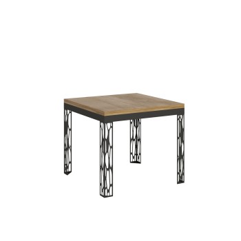 Table pliante Ghibli Libra en chêne naturel avec cadre anthracite - 90x90/180 cm