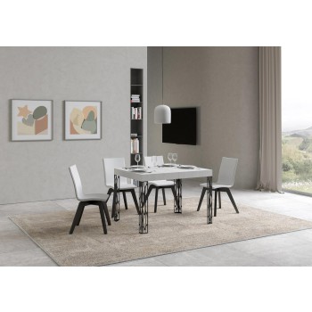 Table Ghibli - Table extensible 80x120/204 cm Ghibli Frêne blanc Cadre anthracite
