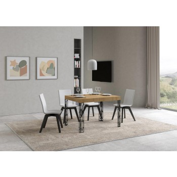 Table Ghibli - Table extensible 80x120/204 cm Ghibli Frêne blanc Cadre anthracite