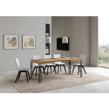 Table Ghibli - Table extensible 80x120/204 cm Ghibli Frêne blanc Cadre anthracite