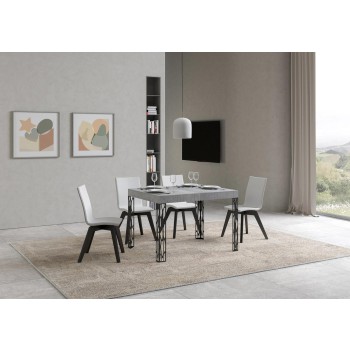 Table Ghibli - Table extensible 80x120/204 cm Ghibli Frêne blanc Cadre anthracite