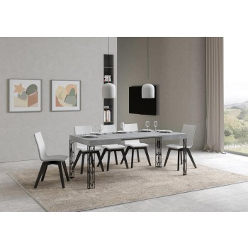 Table Ghibli - Table extensible 80x120/204 cm Ghibli Frêne blanc Cadre anthracite