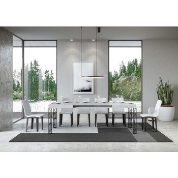 Table Ghibli - Table extensible 90x120/224 cm Ghibli Frêne blanc Cadre anthracite