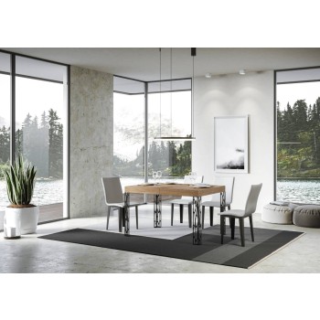 Table Ghibli - Table extensible 90x120/224 cm Ghibli Frêne blanc Cadre anthracite