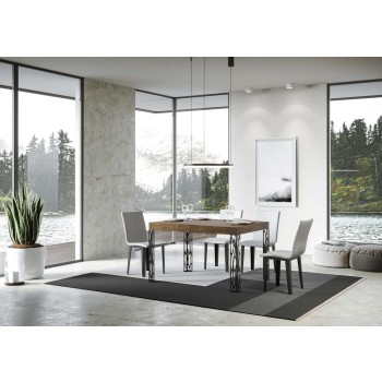 Table Ghibli - Table extensible 90x130/234 cm Ghibli Frêne blanc Cadre anthracite