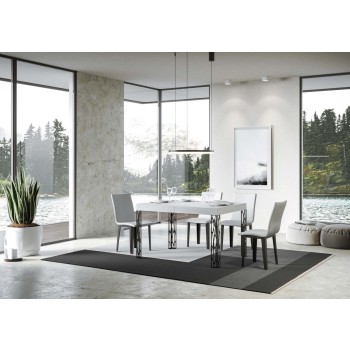 Table Ghibli - Table extensible 90x140/244 cm Ghibli Frêne blanc Cadre anthracite