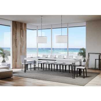 Table Ghibli - Table extensible 90x180/284 cm Ghibli Frêne blanc Cadre anthracite