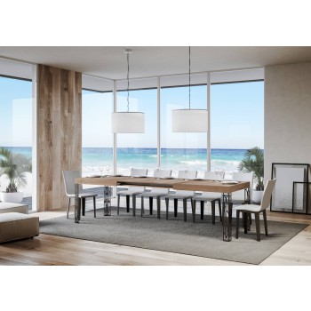 Table Ghibli - Table extensible 90x180/284 cm Ghibli Frêne blanc Cadre anthracite