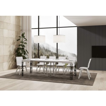 Table Ghibli - Table extensible 90x90/246 cm Ghibli Frêne blanc Cadre anthracite