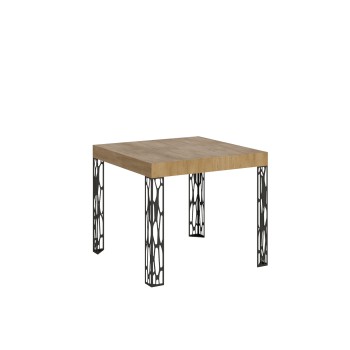 Table Ghibli - Table extensible 90x90/246 cm Ghibli Frêne blanc Cadre anthracite