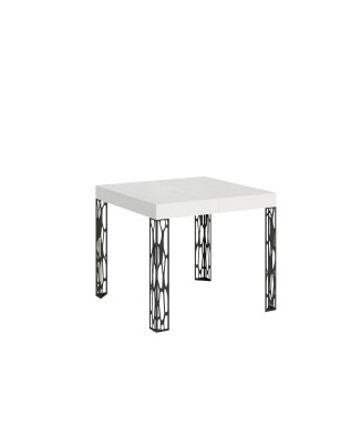 Table Ghibli - Table extensible 90x90/246 cm Ghibli Frêne blanc Cadre anthracite