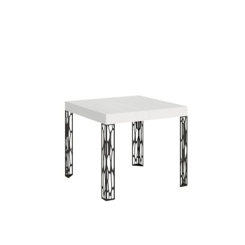 Table Ghibli - Table extensible 90x90/246 cm Ghibli Frêne blanc Cadre anthracite