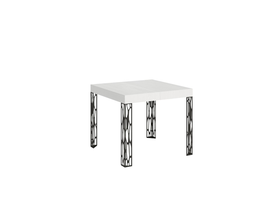 Table Ghibli - Table extensible 90x90/246 cm Ghibli Frêne blanc Cadre anthracite