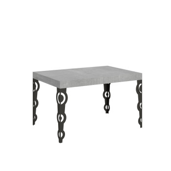 Table Karamay pieds anthracite D.90 - Table extensible Karamay 120/380x90 cm frêne blanc pieds anthracite