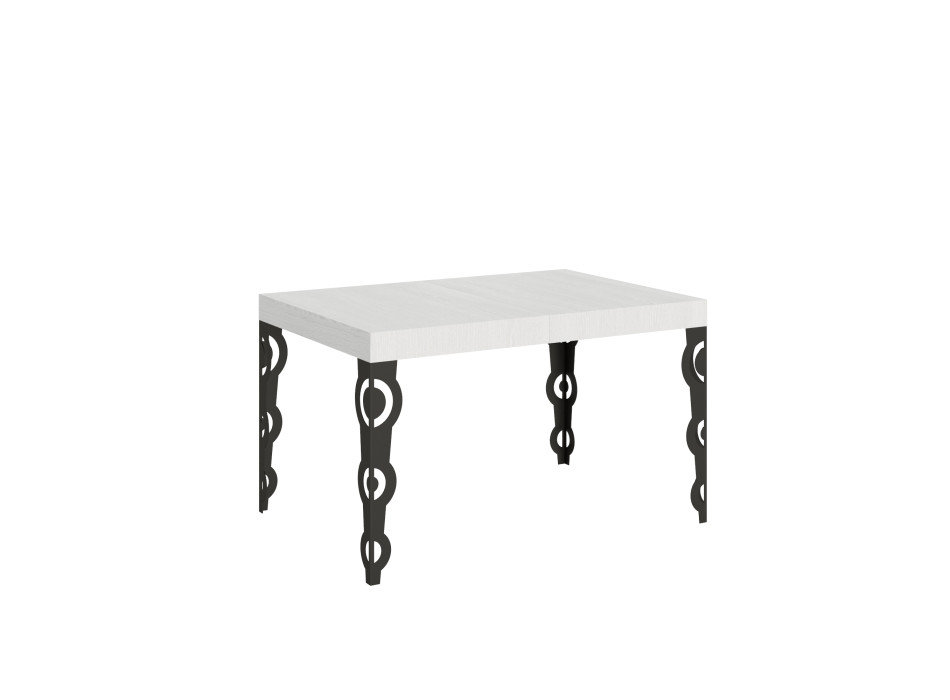 Table Karamay pieds anthracite D.90 - Table extensible Karamay 140/400x90 cm frêne blanc pieds anthracite