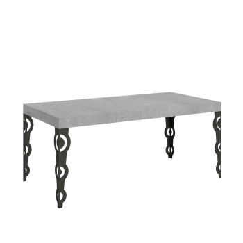 Table Karamay pieds anthracite D.90 - Table extensible 200/304x90 cm Karamay frêne blanc pieds anthracite