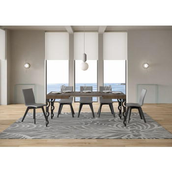 Table Karamay D.80 - Table extensible 120/204x80 cm Karamay frêne blanc avec pieds anthracite
