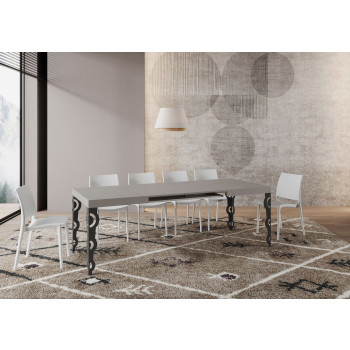 Table Karamay D.80 - Table extensible 120/204x80 cm Karamay frêne blanc avec pieds anthracite