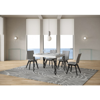Table Karamay D.80 - Table extensible 120/204x80 cm Karamay frêne blanc avec pieds anthracite