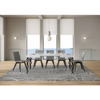 Table Karamay D.80 - Table extensible 120/204x80 cm Karamay frêne blanc avec pieds anthracite