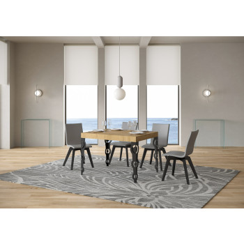 Table Karamay D.80 - Table extensible 120/204x80 cm Karamay frêne blanc avec pieds anthracite