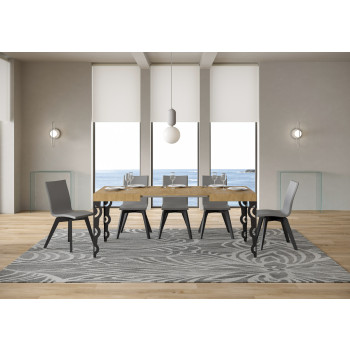 Table Karamay D.80 - Table extensible 120/204x80 cm Karamay frêne blanc avec pieds anthracite