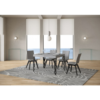 Table Karamay D.80 - Table extensible 120/204x80 cm Karamay frêne blanc avec pieds anthracite
