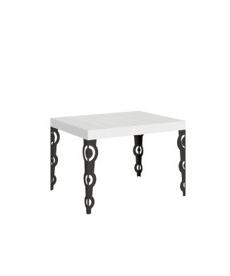 Table Karamay D.80 - Table extensible 120/204x80 cm Karamay frêne blanc avec pieds anthracite