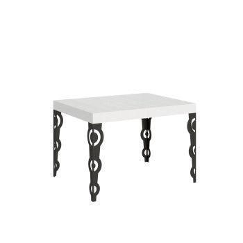 Table Karamay D.80 - Table extensible 120/204x80 cm Karamay frêne blanc avec pieds anthracite