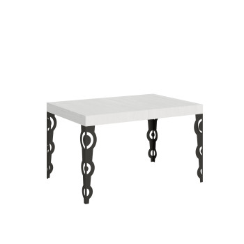 Table Karamay D.80 - Table extensible 140/224x80cm Karamay frêne blanc avec pieds anthracite