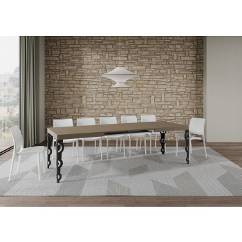 Table Karamay D.80 - Table extensible 160/244x80 cm Karamay frêne blanc avec pieds anthracite