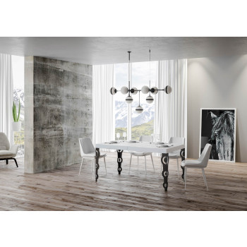 Table Karamay D.80 - Table extensible 160/244x80 cm Karamay frêne blanc avec pieds anthracite