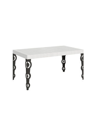 Table Karamay D.80 - Table extensible 160/244x80 cm Karamay frêne blanc avec pieds anthracite