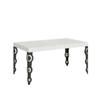 Table Karamay D.80 - Table extensible 160/244x80 cm Karamay frêne blanc avec pieds anthracite