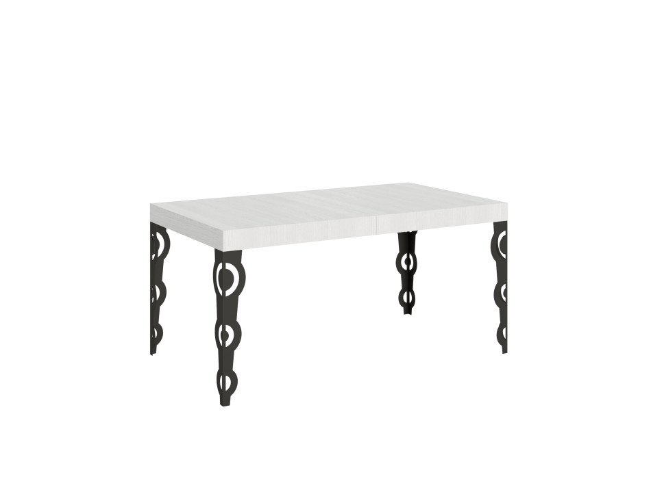 Table Karamay D.80 - Table extensible 160/244x80 cm Karamay frêne blanc avec pieds anthracite