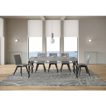Table Karamay Premium pieds anthracite D.90 - Table extensible 120/380x90 cm Karamay Premium frêne blanc pieds anthracite